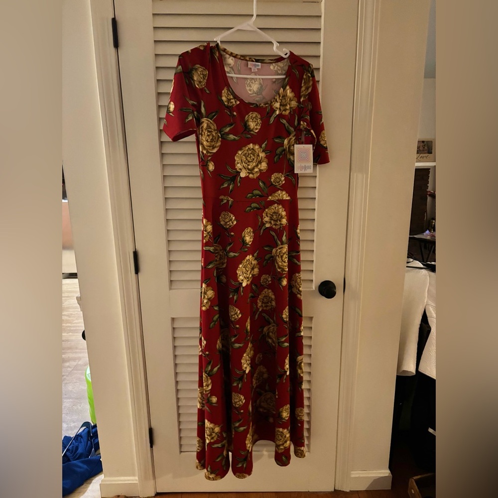 LuLaRoe Maroon Flora Maxi Dress